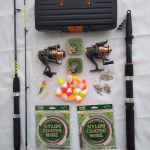 KIT PESCA - N°2 - 1 Vara Telescópica 3m+1 Vara 2 Parts 1,35m+2 Molinetes 3 Rol 1000+Acessórios