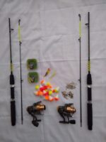 KIT PESCA - 2 varas 1,35m+2 Molinetes 1000+ acessórios - Imagem 4